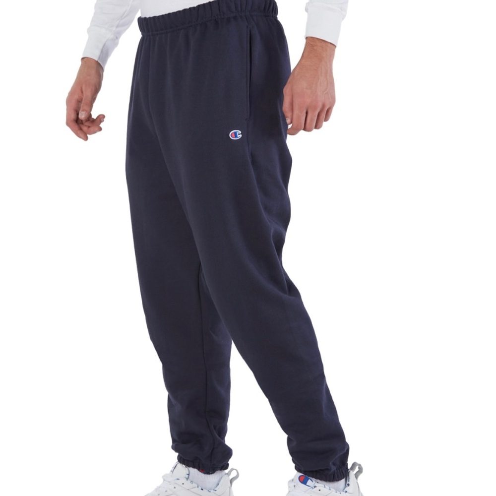Champion unisex women’s men’s sweatpants size Large navy blue adjustable waist